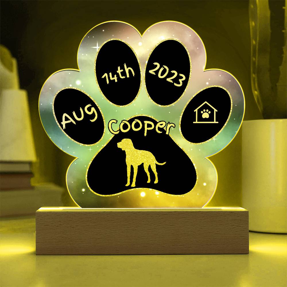 7" Acrylic Paw Print Plaque - Plott Hound - Personalized Hunting Dog Gift, Custom Gotcha Day Plaque for Loyal Tracking Breed