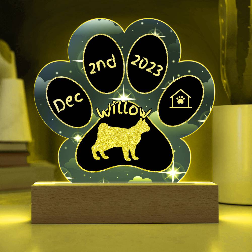 American Bobtail cat 7 inch acrylic Gotcha Day plaque with custom paw print