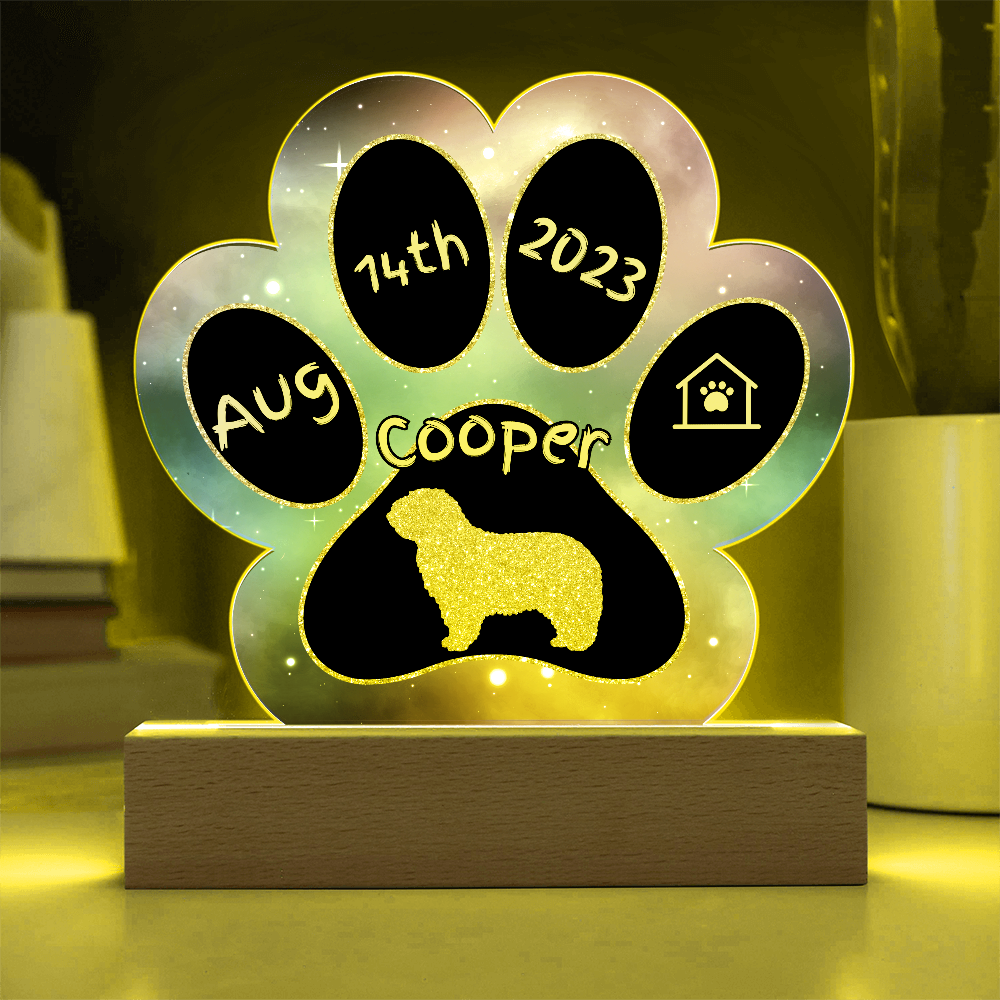Komondor - Personalized Dog Gotcha Day 7" Acrylic Paw Print Plaque