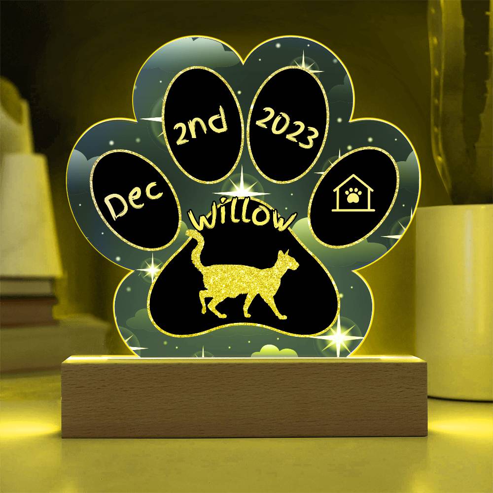 Oriental Longhair cat 7" custom paw print Gotcha Day acrylic plaque