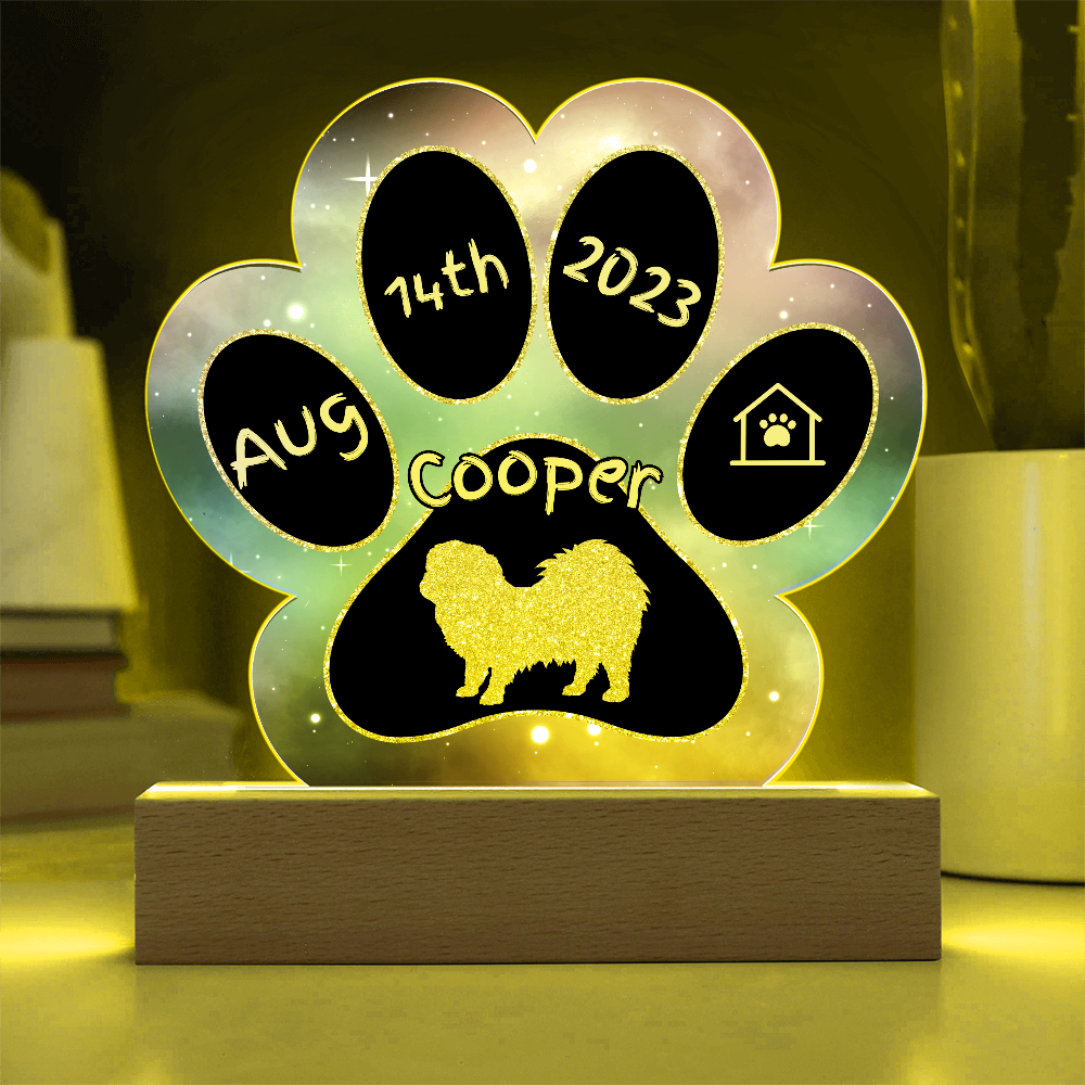 Pekingese - Personalized Dog Gotcha Day 7" Acrylic Paw Print Plaque