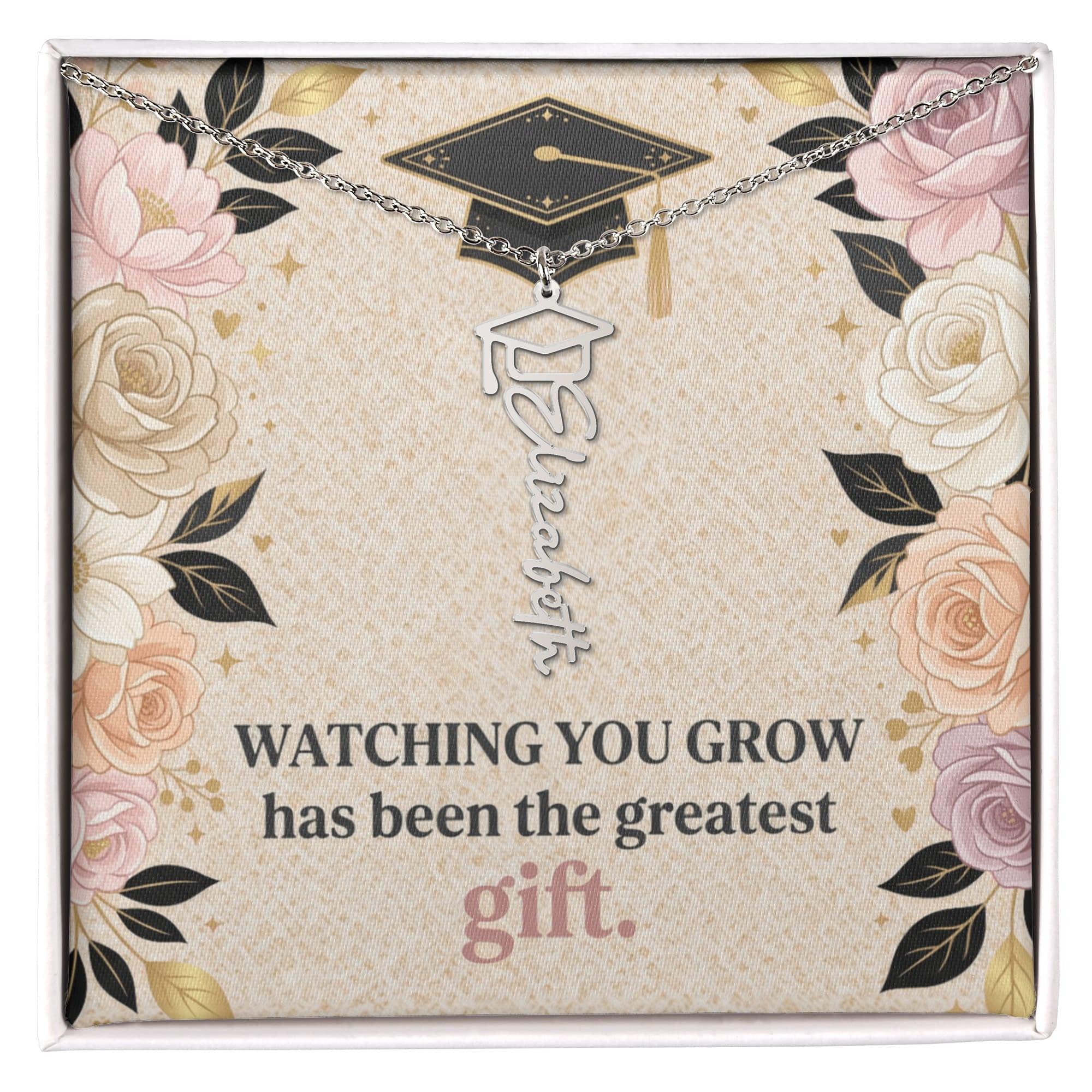 Shop our premium watching you grow has been the greatest gift graduation cap name necklace from MySisterIsASurvivor.