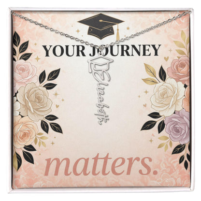 Shop our your journey matters graduation cap name necklace featuring the Polished Stainless Steel style option from MySisterIsASurvivor.