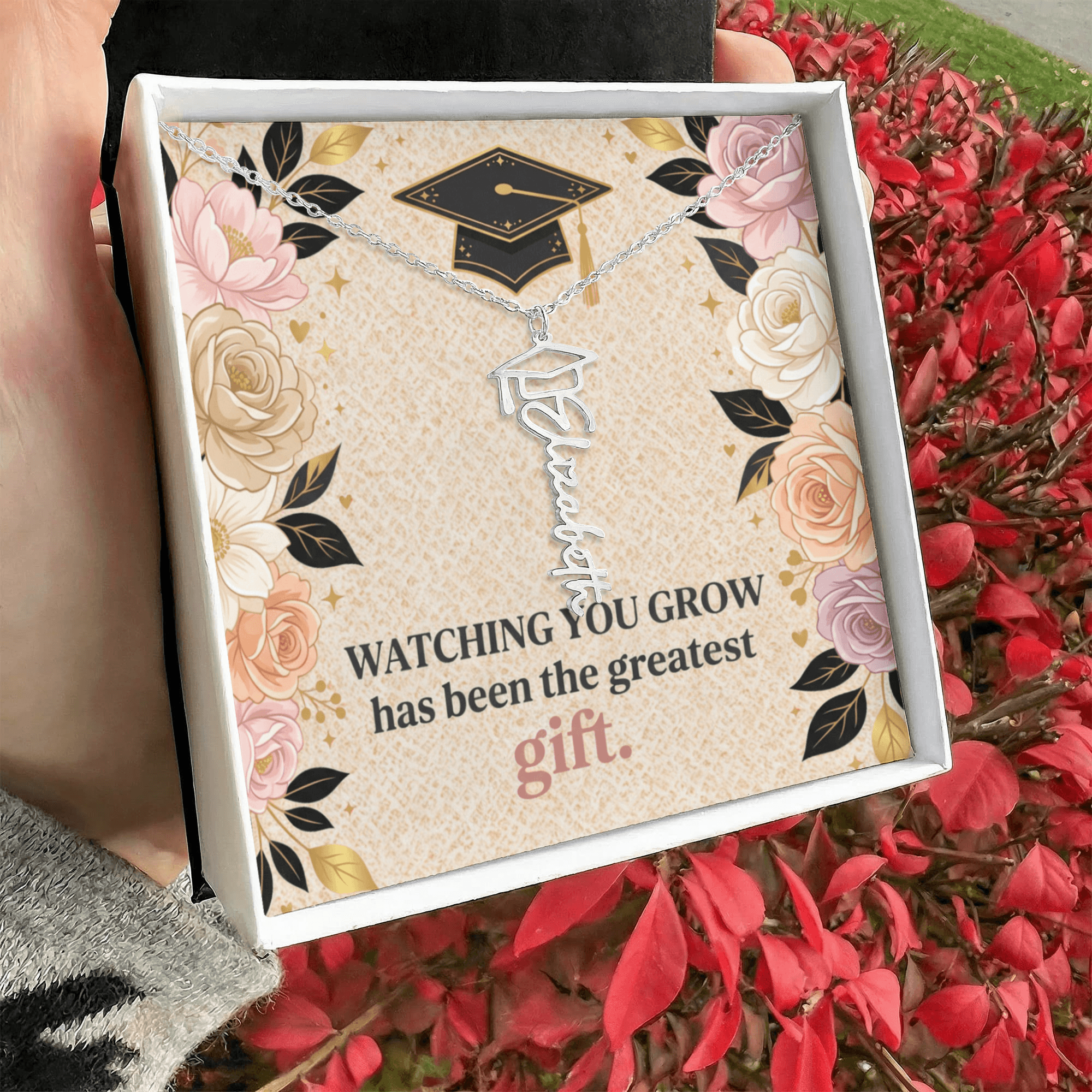 Shop our premium watching you grow has been the greatest gift graduation cap name necklace from MySisterIsASurvivor.