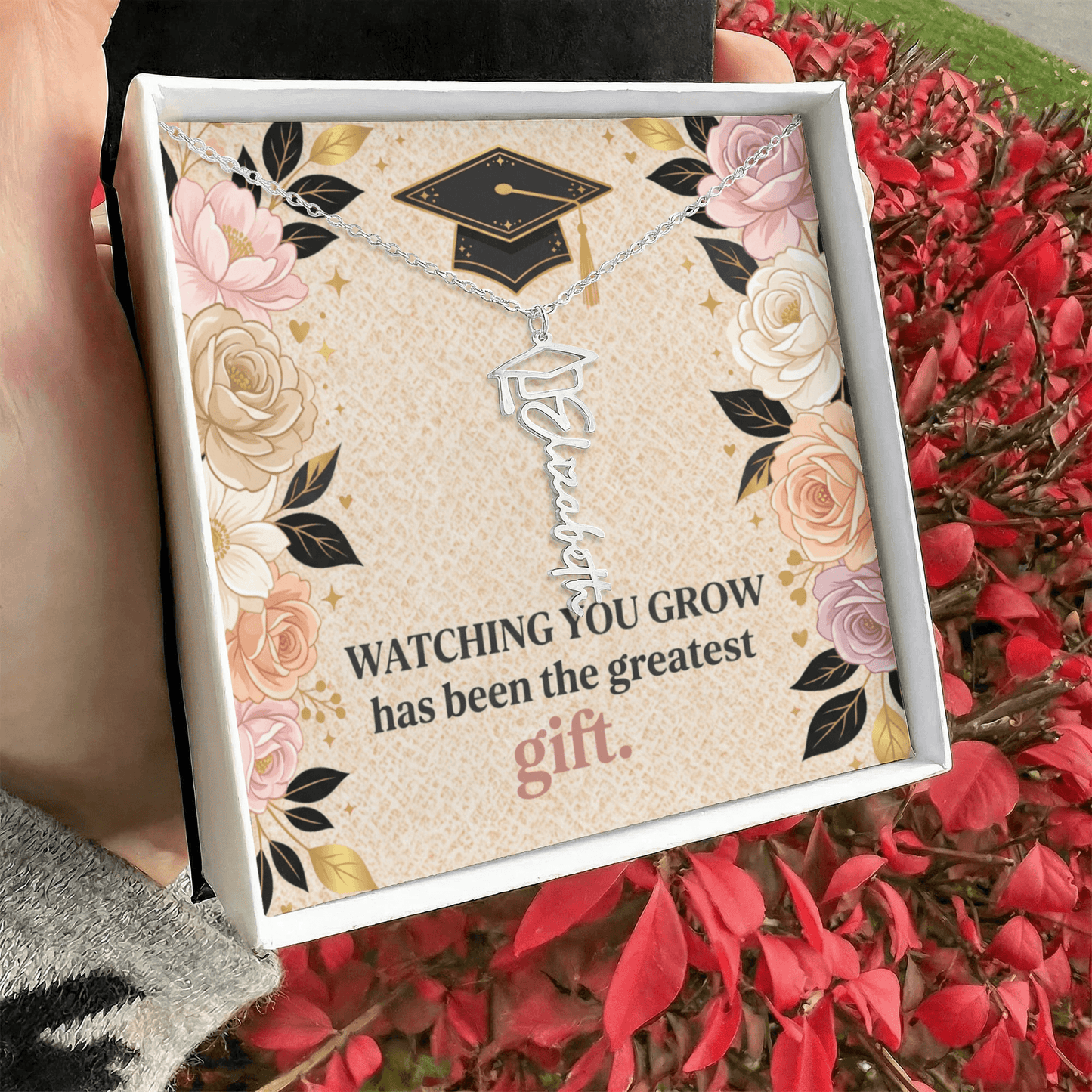 Shop our premium watching you grow has been the greatest gift graduation cap name necklace from MySisterIsASurvivor.
