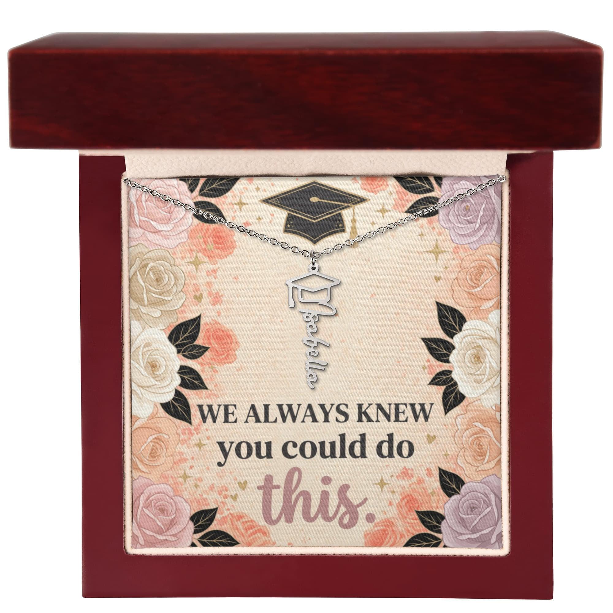 Shop our we always knew you could do this graduation cap name necklace featuring the 18k Yellow Gold Finish style option from MySisterIsASurvivor.