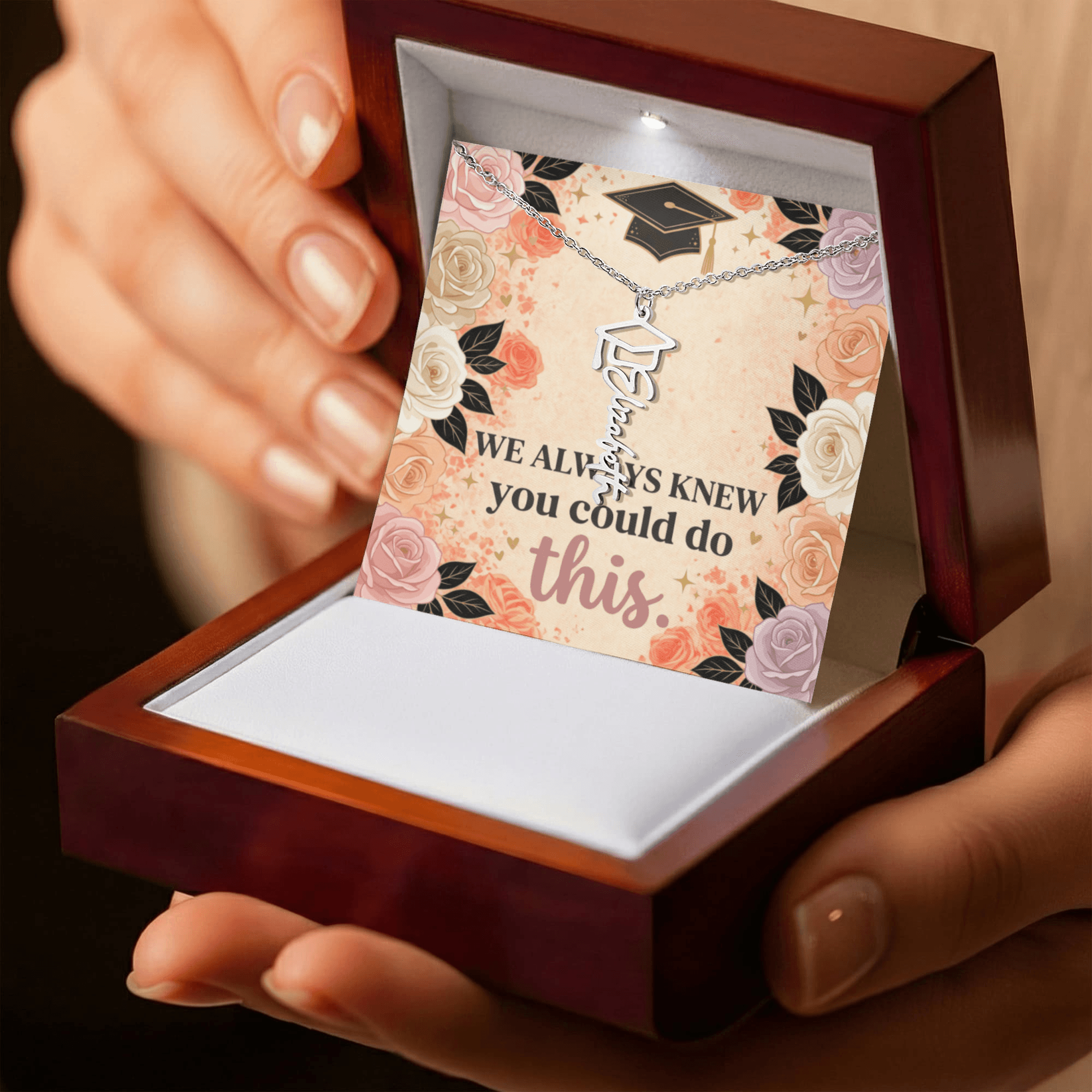 Shop our premium we always knew you could do this graduation cap name necklace from MySisterIsASurvivor.