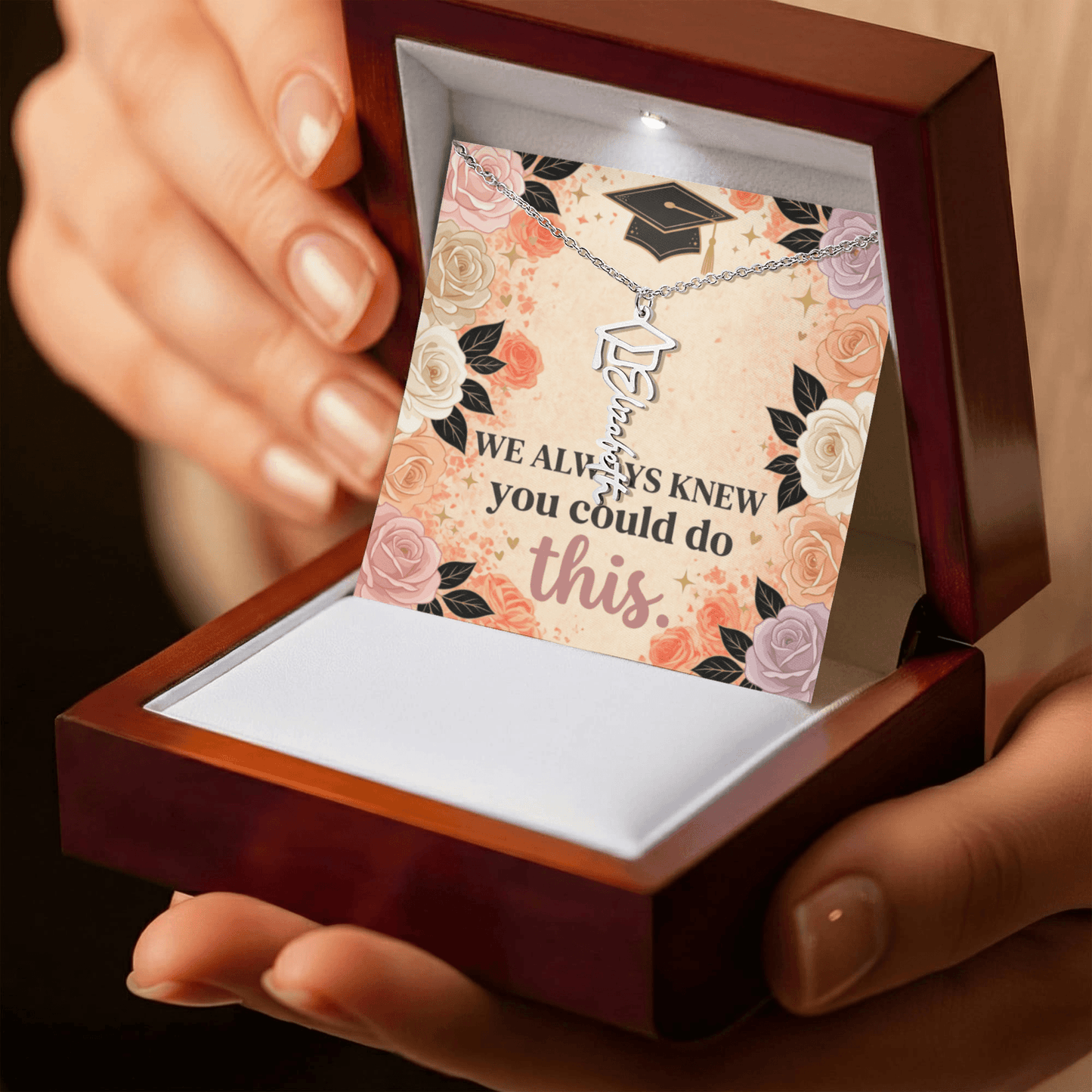 Shop our premium we always knew you could do this graduation cap name necklace from MySisterIsASurvivor.