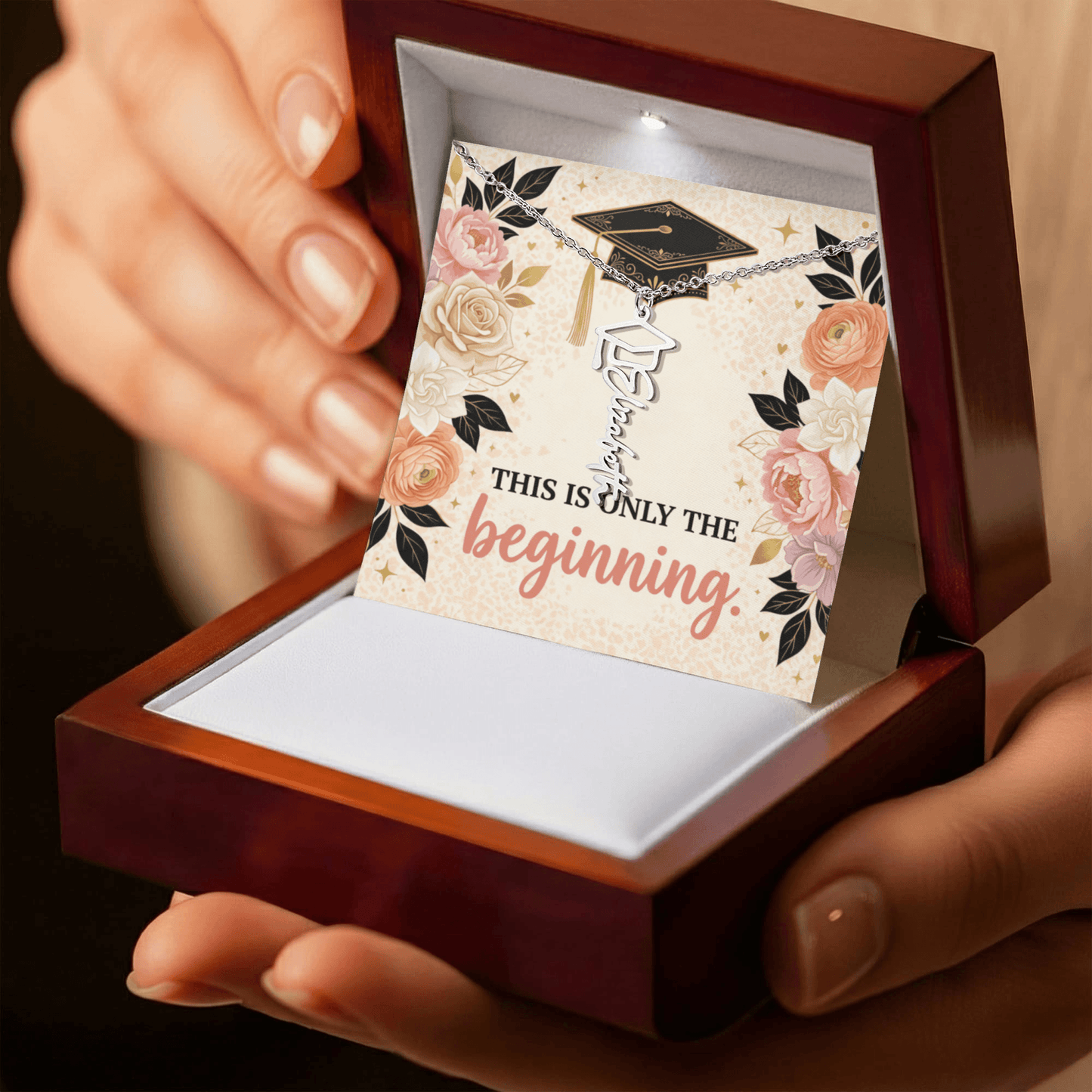 Shop our premium this is only the beginning graduation cap name necklace from MySisterIsASurvivor.