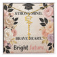 Shop our strong mind brave heart bright future graduation cap name necklace featuring the 18k Yellow Gold Finish style option from MySisterIsASurvivor.