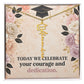 Shop our today we celebrate your courage and dedication graduation cap name necklace featuring the Polished Stainless Steel style option from MySisterIsASurvivor.