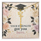 Shop our your strength got you here graduation cap name necklace featuring the Polished Stainless Steel style option from MySisterIsASurvivor.