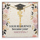 Shop our your resilience became your success graduation cap name necklace featuring the Polished Stainless Steel style option from MySisterIsASurvivor.