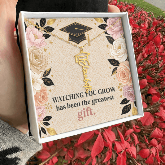 Shop our watching you grow has been the greatest gift graduation cap name necklace featuring the Polished Stainless Steel style option from MySisterIsASurvivor.