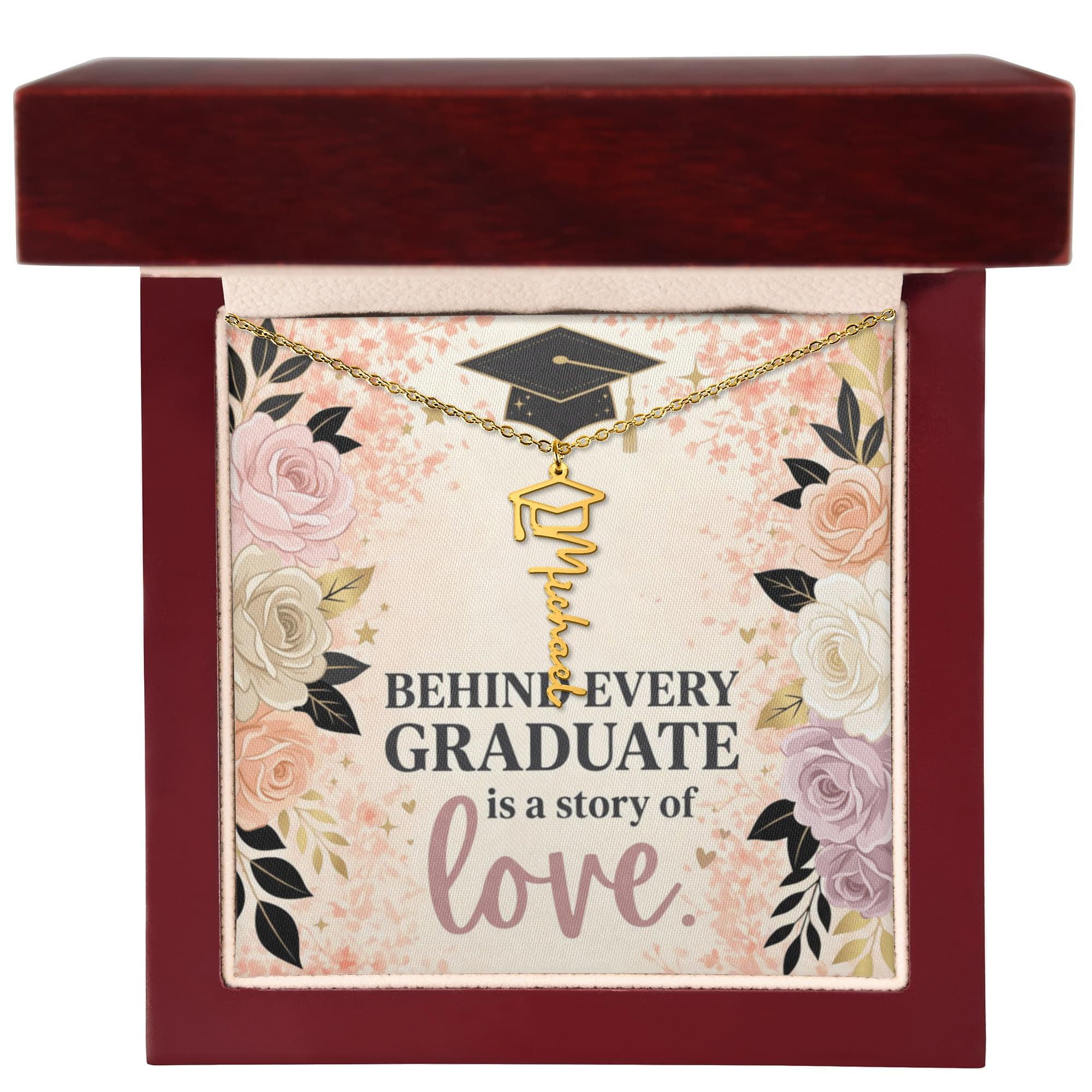 Shop our premium behind every graduate is a story of love graduation cap name necklace from MySisterIsASurvivor.