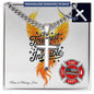 Firefighter cross necklace engraved “The Toughest Fights Are Invisible,” mental health awareness gift