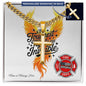 Firefighter cross necklace engraved “The Toughest Fights Are Invisible,” mental health awareness gift