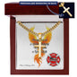 Firefighter cross necklace engraved “Strength Is In Acknowledging When You Need Help,” mental wellness support gift