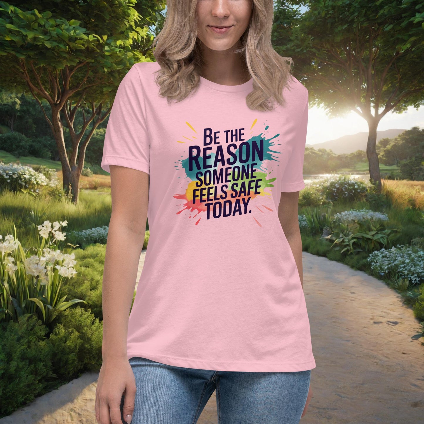 Be The Reason Someone Feels Safe Today Women's Relaxed T-Shirt, Personalized Support & Survivor Empowerment Shirt - MySisterIsASurvivor
