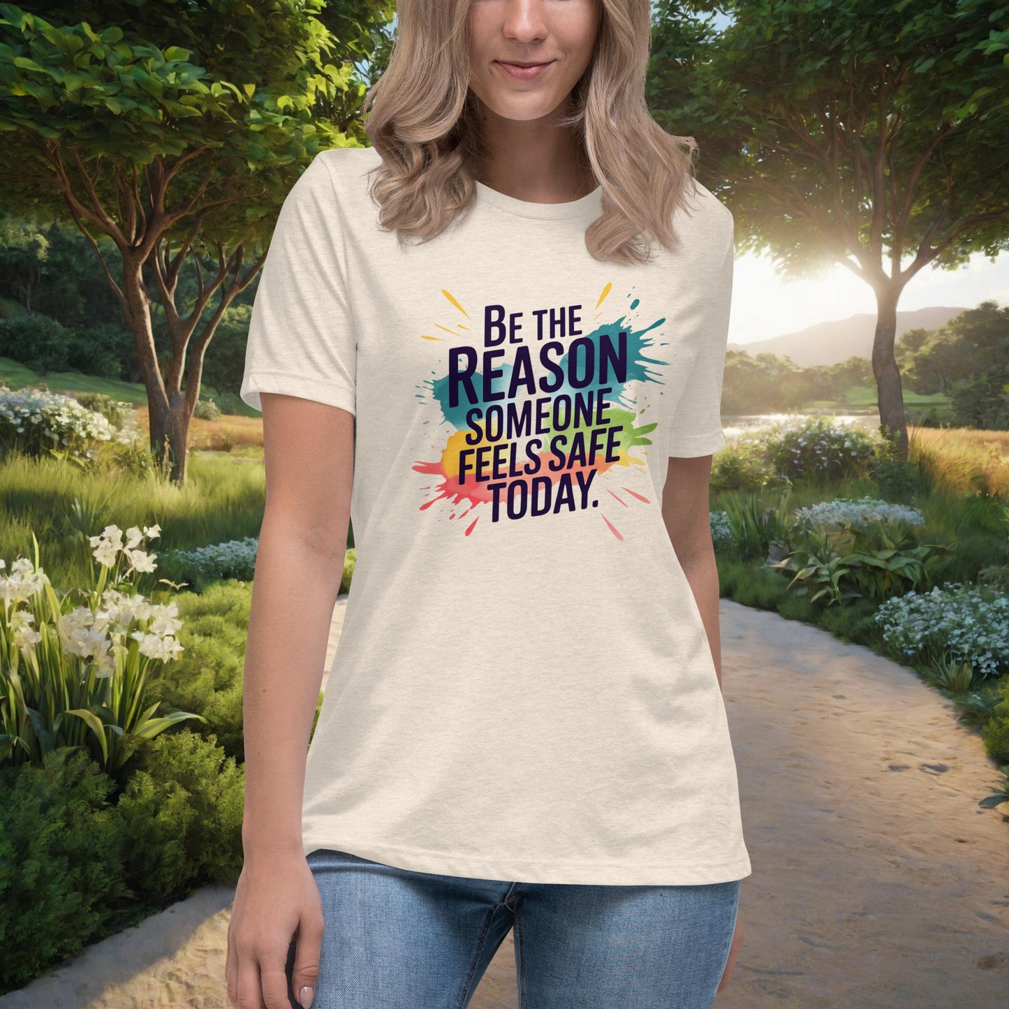 Be The Reason Someone Feels Safe Today Women's Relaxed T-Shirt, Personalized Support & Survivor Empowerment Shirt - MySisterIsASurvivor