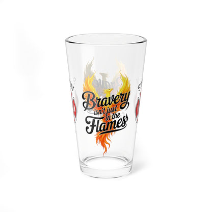 Courage and mental health support pint glass for firefighters who show bravery in and out of the flames. - MySisterIsASurvivor