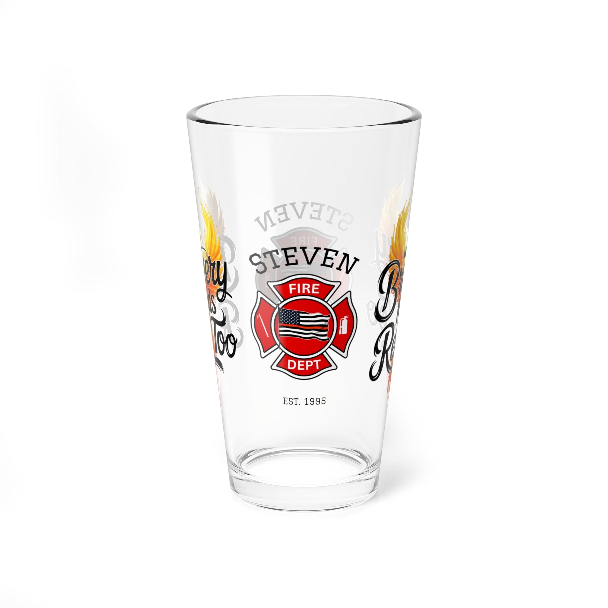 Bravery Needs Rest Too pint glass encouraging firefighters to recover, recharge, and care for their mental health. - MySisterIsASurvivor