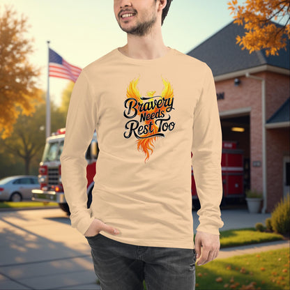 Bravery Needs Rest Too - Firefighter Wellness Long Sleeve Tee, Mental Health Support Shirt - MySisterIsASurvivor
