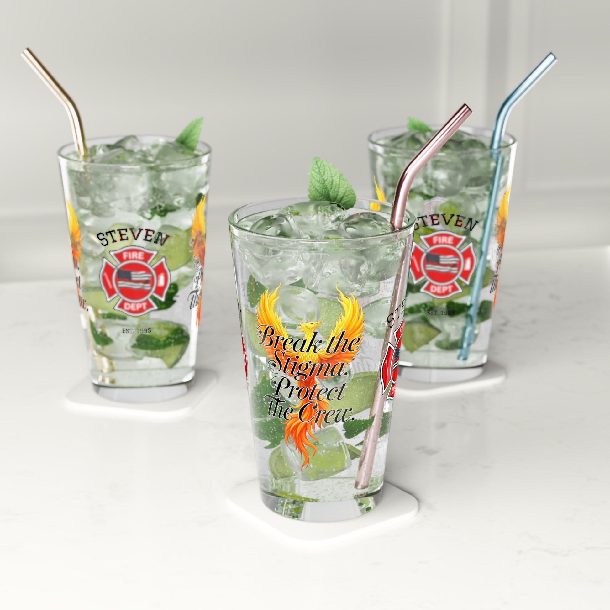 Break the stigma and protect the crew – mental health awareness pint glass for firefighters and teams. - MySisterIsASurvivor