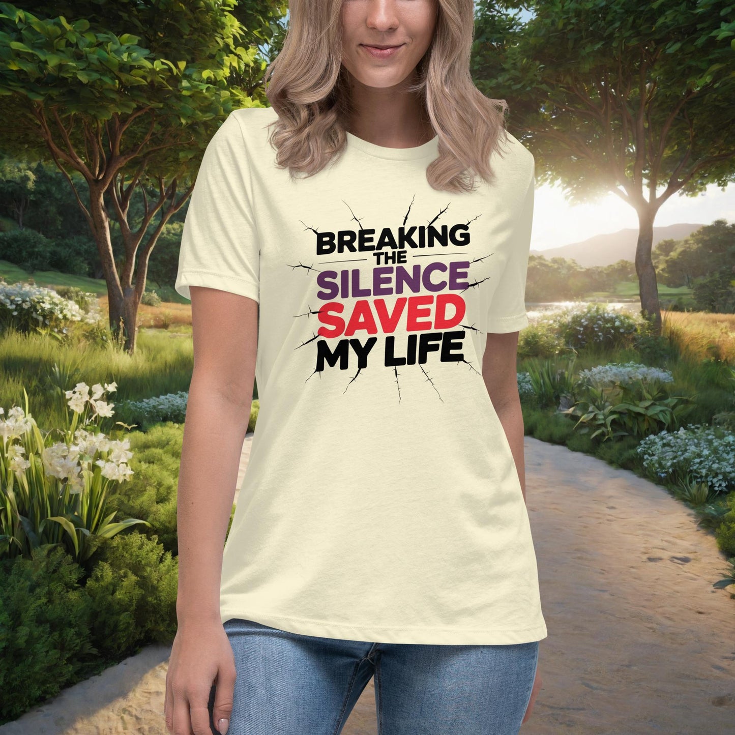 Breaking The Silence Saved My Life Women's Relaxed T-Shirt, Personalized Empowerment Shirt for Abuse & PTSD Survivors - MySisterIsASurvivor
