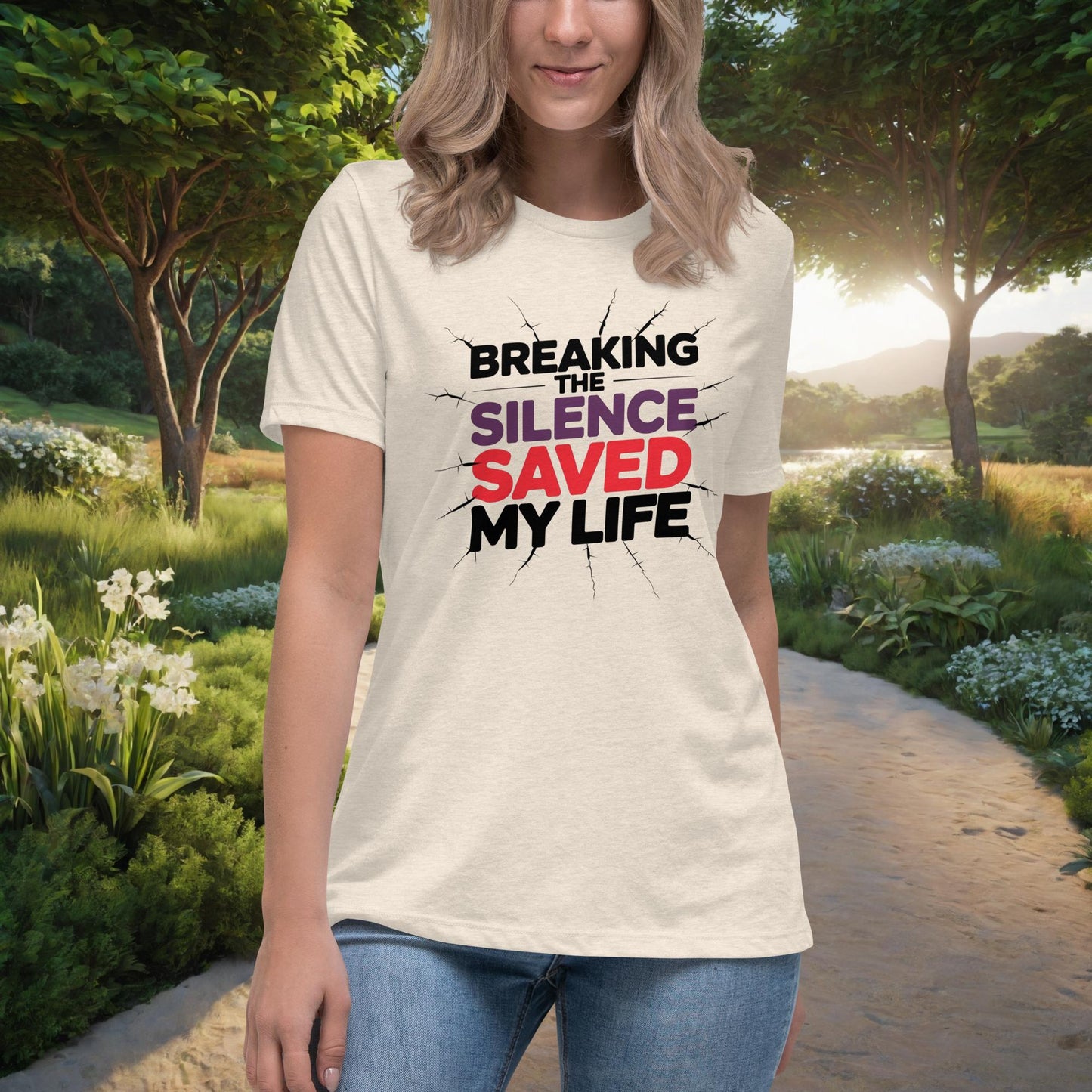 Breaking The Silence Saved My Life Women's Relaxed T-Shirt, Personalized Empowerment Shirt for Abuse & PTSD Survivors - MySisterIsASurvivor