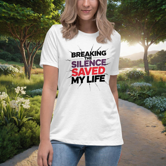 Breaking The Silence Saved My Life Women's Relaxed T-Shirt, Personalized Empowerment Shirt for Abuse & PTSD Survivors - MySisterIsASurvivor