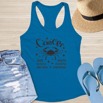 Cancer Racerback Tank - Celestial Zodiac Tank for Emotional Growth & Self - Care - MySisterIsASurvivor
