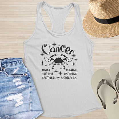 Cancer Racerback Tank - Celestial Zodiac Tank for Emotional Growth & Self - Care - MySisterIsASurvivor