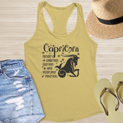 Capricorn Racerback Tank - Grounded Astrology Shirt for Healing & Mental Clarity - MySisterIsASurvivor