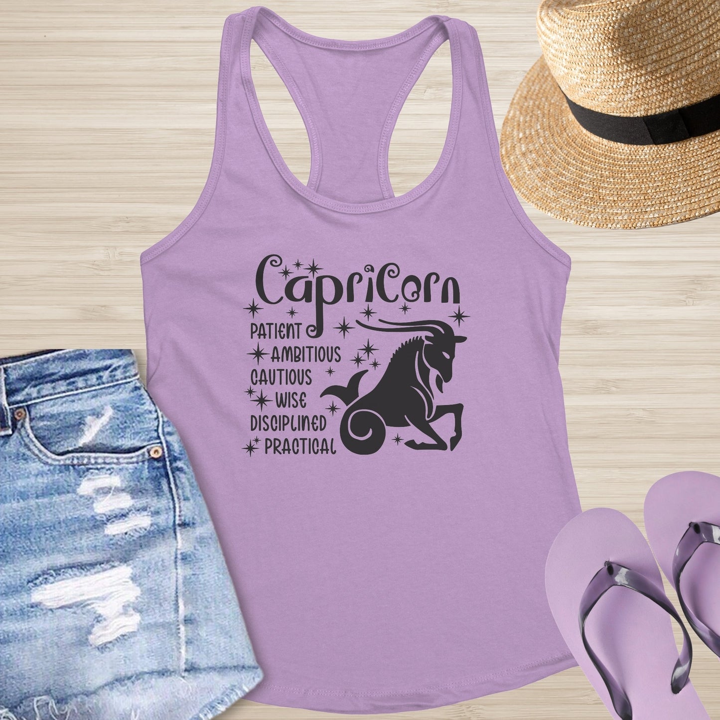 Capricorn Racerback Tank - Grounded Astrology Shirt for Healing & Mental Clarity - MySisterIsASurvivor