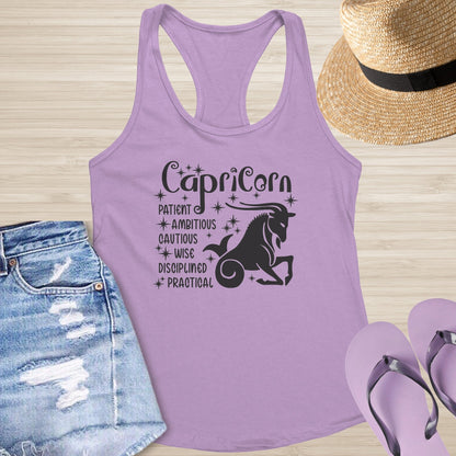 Capricorn Racerback Tank - Grounded Astrology Shirt for Healing & Mental Clarity - MySisterIsASurvivor