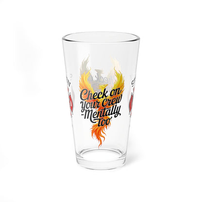Check on your crew mentally too – firefighter support pint glass promoting peer support and wellness. - MySisterIsASurvivor
