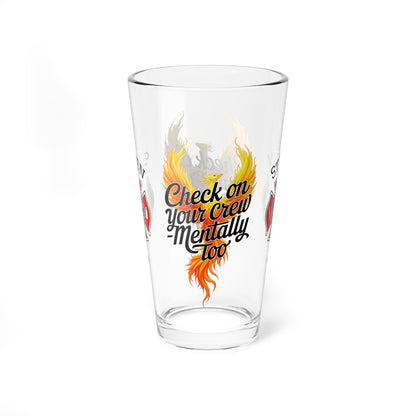 Check on your crew mentally too – firefighter support pint glass promoting peer support and wellness. - MySisterIsASurvivor