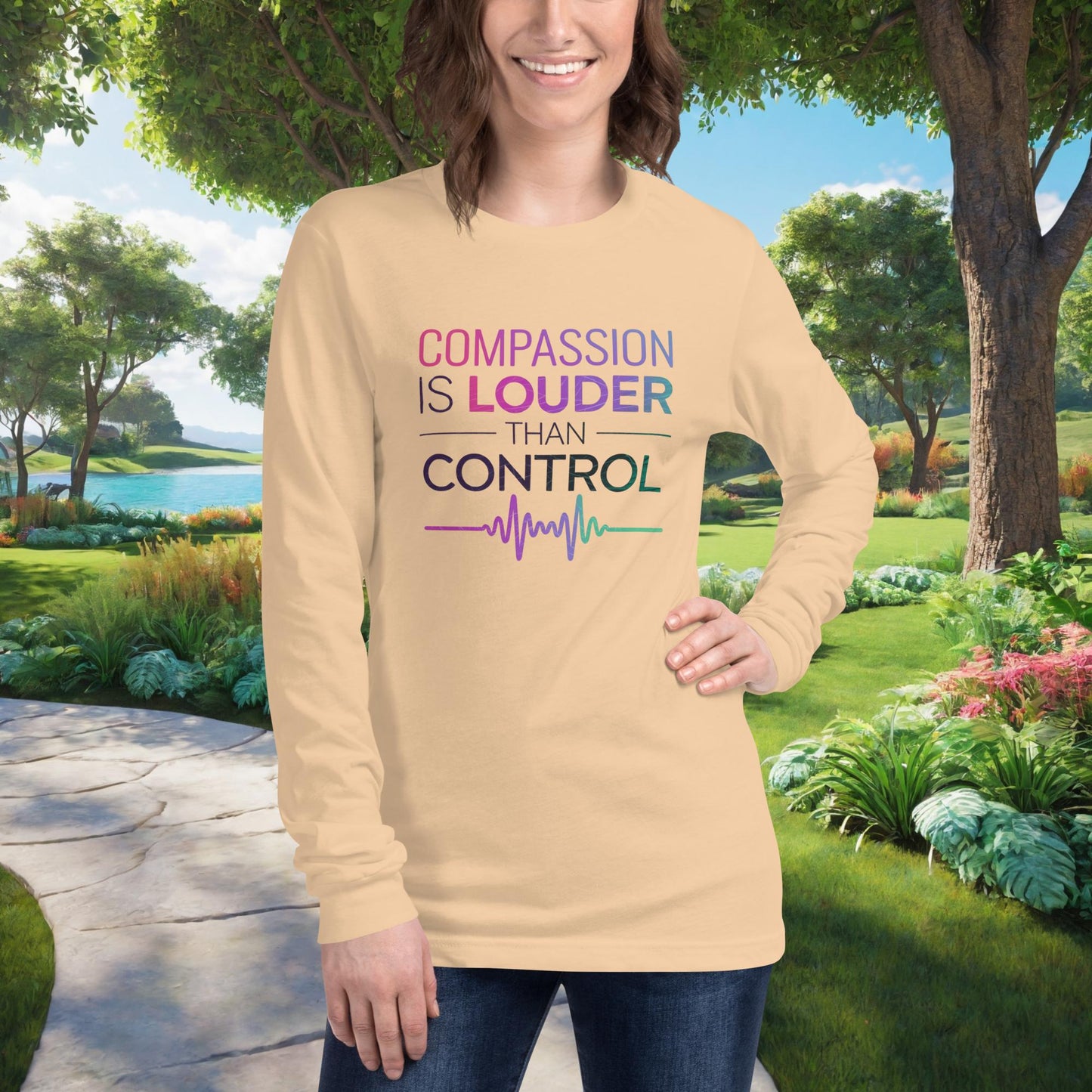 Compassion Is Louder Than Control Unisex Long Sleeve T-Shirt, Personalized Mental Health Awareness Shirt for Advocacy & Healing - MySisterIsASurvivor