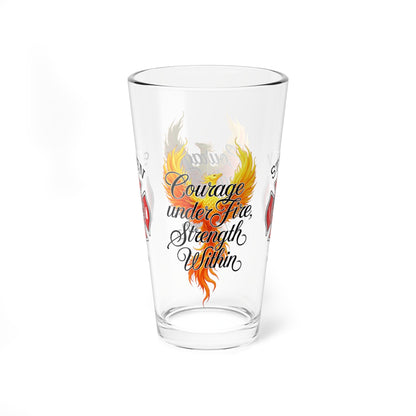 Courage Under Fire, Strength Within – firefighter pint glass supporting self-care and emotional wellness. - MySisterIsASurvivor