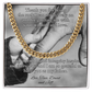 Cuban link chain necklace with “Thank You For Being The Rock” message – strong dad gift