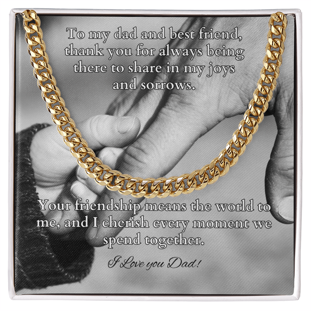 Cuban link chain with “To My Dad And Best Friend” message – meaningful gift from son or daughter