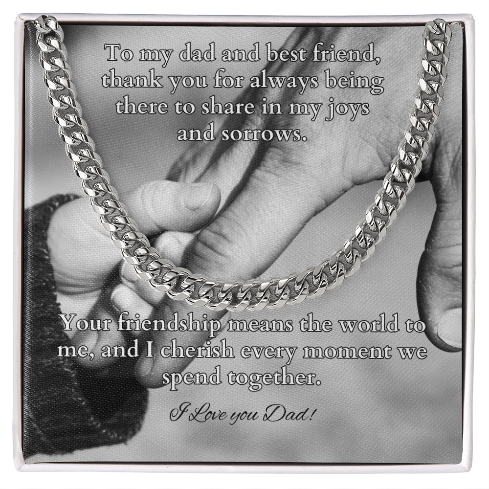 Cuban link chain with “To My Dad And Best Friend” message – meaningful gift from son or daughter
