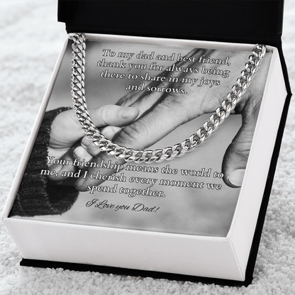 Cuban link chain with “To My Dad And Best Friend” message – meaningful gift from son or daughter