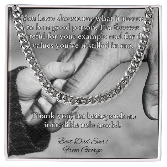 Cuban link chain with card “You Have Shown Me” – sentimental gift for life lessons from dad