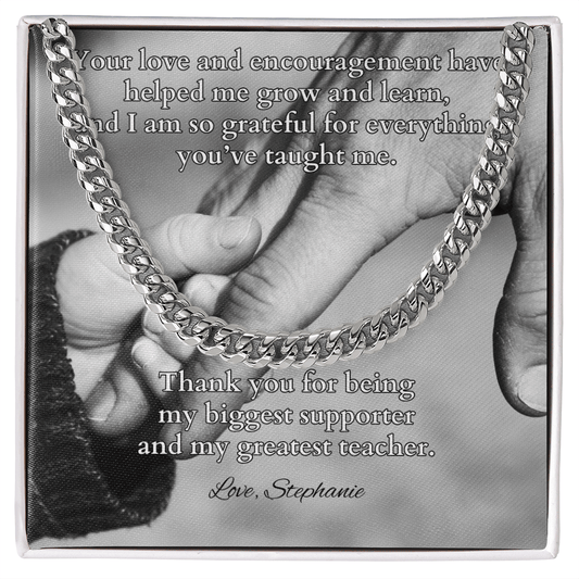 Cuban link chain gift with card “Your Love And Encouragement” – motivational gift for father