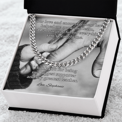 Cuban link chain gift with card “Your Love And Encouragement” – motivational gift for father