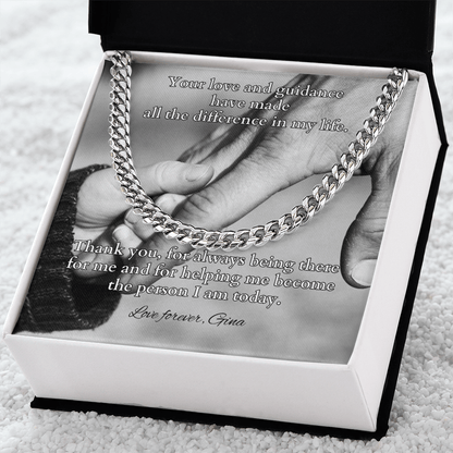 Cuban link chain with “Your Love And Guidance” message card – wise dad gift necklace