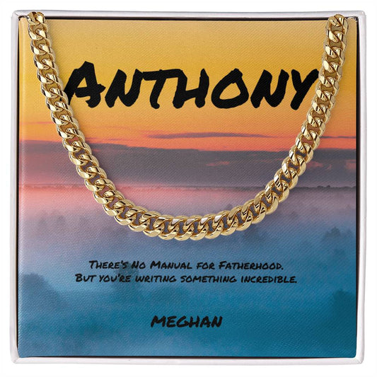 There’s No Manual for Fatherhood Cuban Link Necklace, Custom Jewelry for Guiding Hands - MySisterIsASurvivor