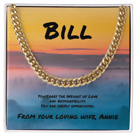You Carry the Weight Cuban Link Necklace, Symbolic Jewelry for a Strong Man - MySisterIsASurvivor